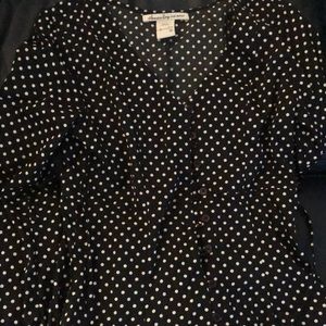 Black Polka Dot V Neck Dress